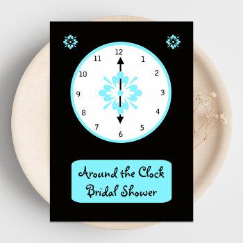 around the clock bridal shower invitation -- blue
