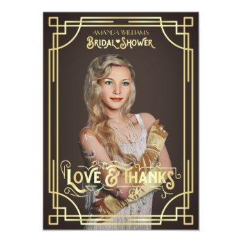 Art Deco Bridal Shower Love Thanks Chocolate Photo Thank You Card Front View