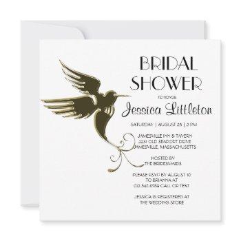 art deco hummingbird bridal shower invitations