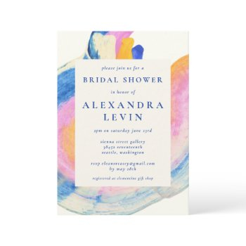artsy abstract blue watercolor bridal shower invitation