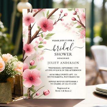 at bamboo pink sakura cherry blossom bridal shower invitation