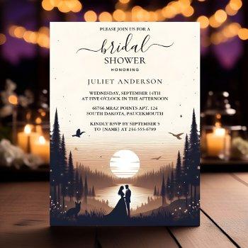 at night sunset moon cloud twilight bridal shower invitation