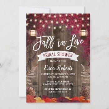 autumn burgundy leaves lantern fall bridal shower invitation