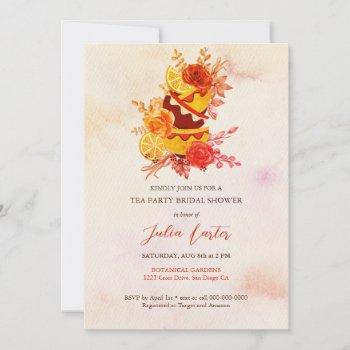 autumn burnt rose lemon bridal tea party shower invitation