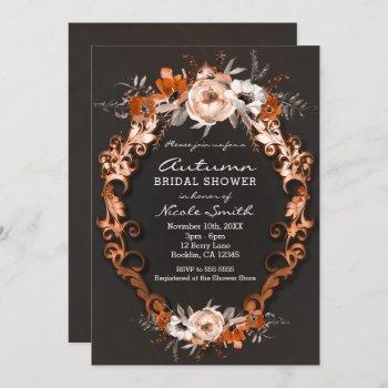 autumn fall bridal shower orange floral flowers invitation