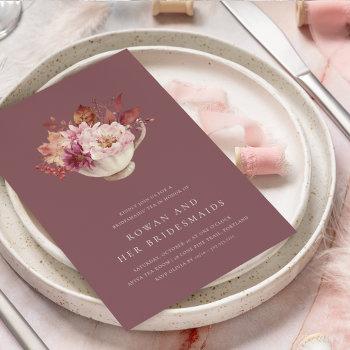 autumn floral teacup fall bridesmaids tea invitation