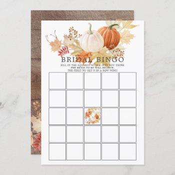 autumn leaves pumpkin bingo bridal shower game invitation