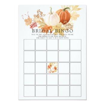 Autumn Leaves Pumpkin Bingo Bridal Shower Game Invitation Front View