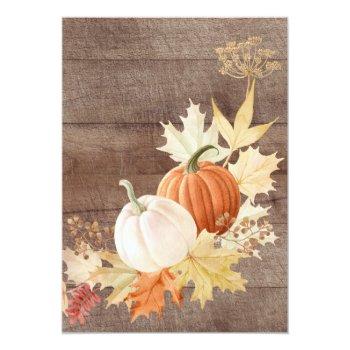 Autumn Leaves Pumpkin Bingo Bridal Shower Game Invitation Front View