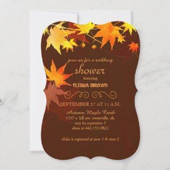 autumn maple chocolate brown bridal shower invitation