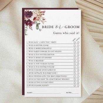 autumn romance bride or groom bridal shower game 