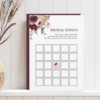 autumn romance floral bridal bingo editable card