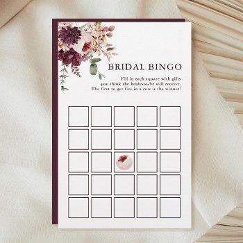 autumn romance floral bridal bingo game 