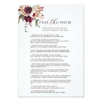 Autumn Romance Floral Pass The Poem Bridal Game Front View