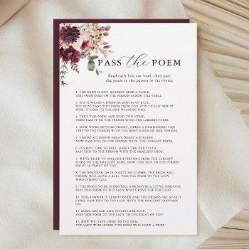 autumn romance floral pass the poem bridal game 