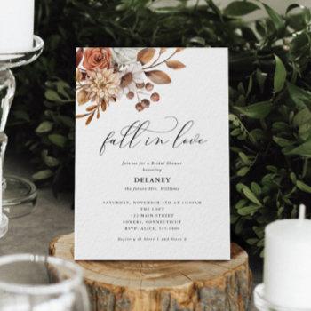 autumn rustic floral, fall in love bridal shower invitation