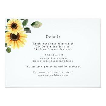 Autumn Sunflower Wedding Details Card Front View