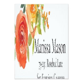 Autumn Watercolor Shower Return Address Label Front View