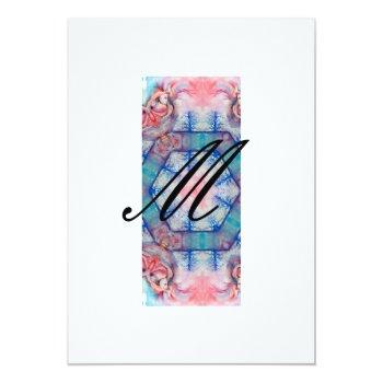 Avalon Abstract Monogram Soft Pink Blue Ice White Invitation Front View