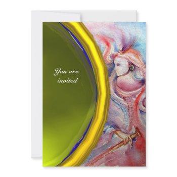 avalon pink blue  yellow gemstone fantasy invitation