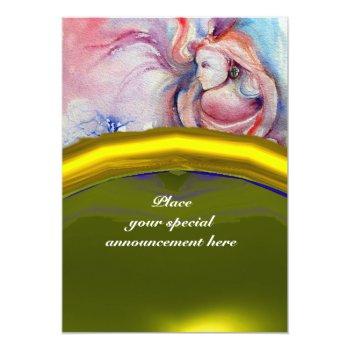 Avalon Pink Blue  Yellow Gemstone Fantasy Invitation Front View