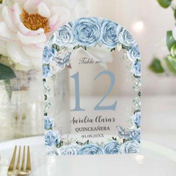 baby blue floral quinceañera xv 16 table number