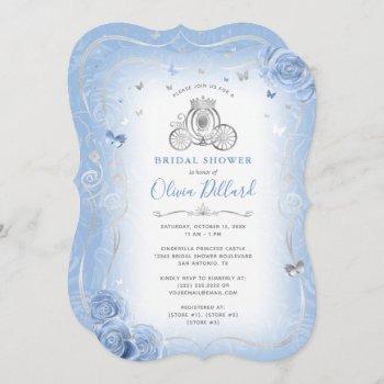 baby blue silver cinderella princess bridal shower invitation