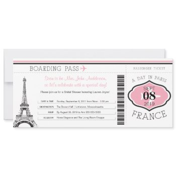 baby shower boarding pass to paris invitation