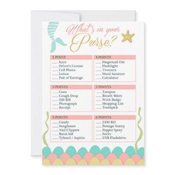 baby shower game whats in your purse mermaid coral