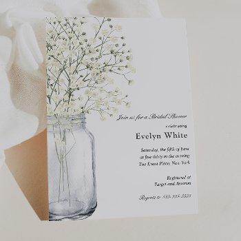 baby's breath mason jar bridal shower invitation