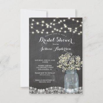 baby's breath rustic mason jar bridal shower invit invitation