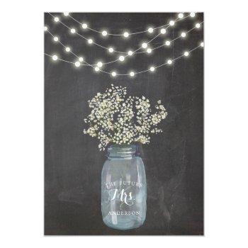 Baby's Breath Rustic Mason Jar Bridal Shower Invit Invitation Front View