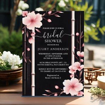 bamboo pink sakura cherry blossom bridal shower invitation