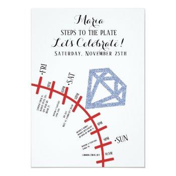 Baseball Bachelorette Weekend Getaway Itinerary Invitation Front View
