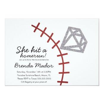 Baseball Homerun Diamond Gem Bridal Shower Invite Front View