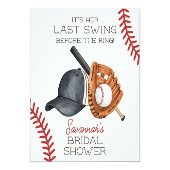 Baseball Last Swing Before The Ring Bridal Shower Square Paper Coaster Front View