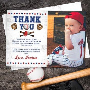 baseball rookie boys birthday photo thank you card