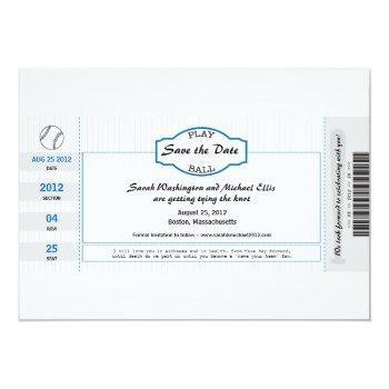 Baseball Ticket Save The Date Front View