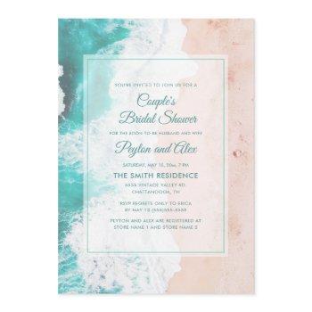 beach ocean tropical teal couple's bridal shower invitation
