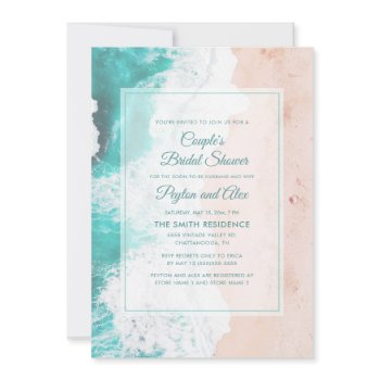 beach ocean tropical teal couple's bridal shower invitation