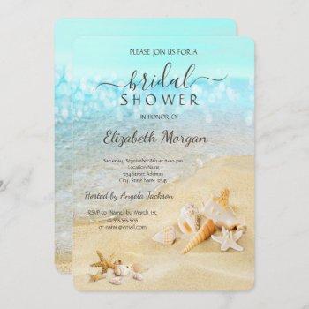 beach seashells sand bridal shower   invitation