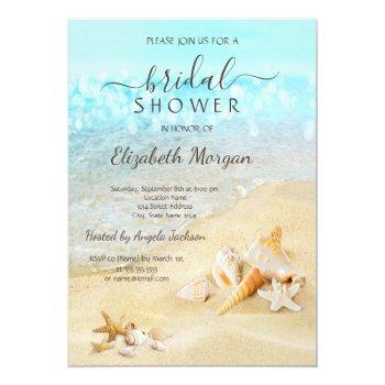 Beach Seashells Sand Bridal Shower   Invitation Front View