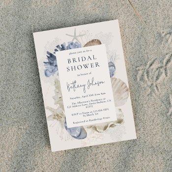beach shells coral bridal shower invitation