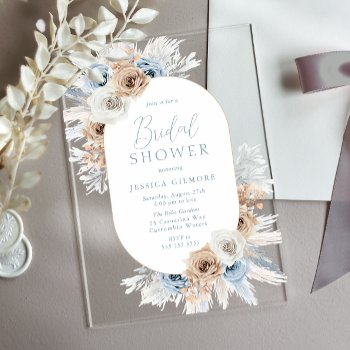 beautiful boho floral bridal shower acrylic invitations