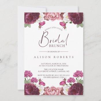 beautiful floral burgundy bridesmaids brunch invitation