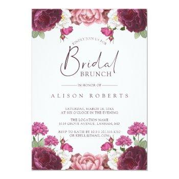 Beautiful Floral Burgundy Bridesmaids Brunch Invitation Front View