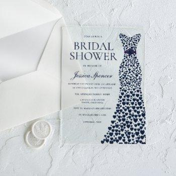beautiful navy dress elegant bridal shower acrylic invitations
