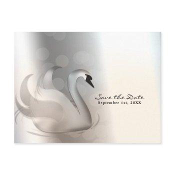 beautiful swan silver elegant chic save the date announcement postcard