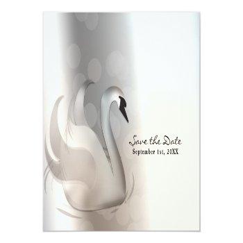 Beautiful Swan Silver Elegant Chic Save The Date Announcement Postcard Front View