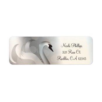 beautiful swan white & silver elegant invitation label